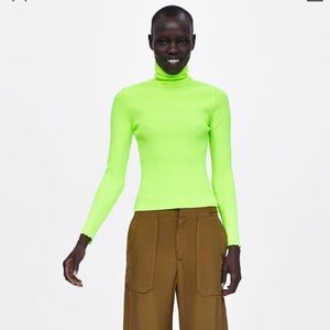 zara neon yellow turtleneck